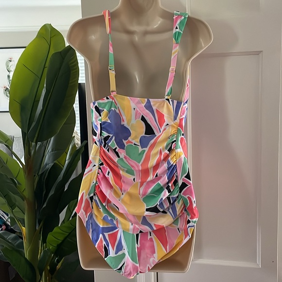 NWT Beyond Control Women's Palm Beach Ruched One-Piece Swimsuit Pink 14 - Picture 3 of 3